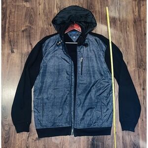 Men's Black Zip Up Hood Tommy Hilfiger Jacket 2013 Excellent Condition FREE SHIP